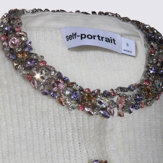 25FW 셀프 포트레이트 엠벨리시드 트림 가디건  AW25135CCCREAM WHITE - SELF PORTRAIT