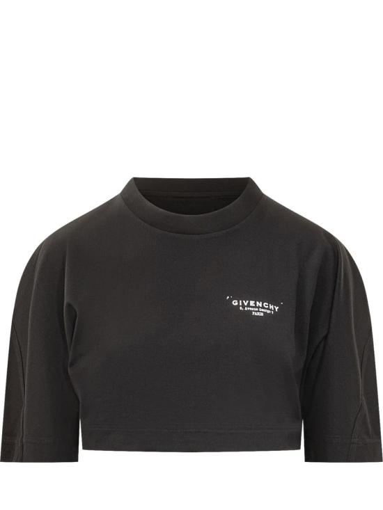 25FW 지방시 로고 크롭 티셔츠  BW70FKP75N 001 Black