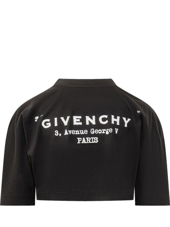 25FW 지방시 로고 크롭 티셔츠  BW70FKP75N 001 Black - GIVENCHY