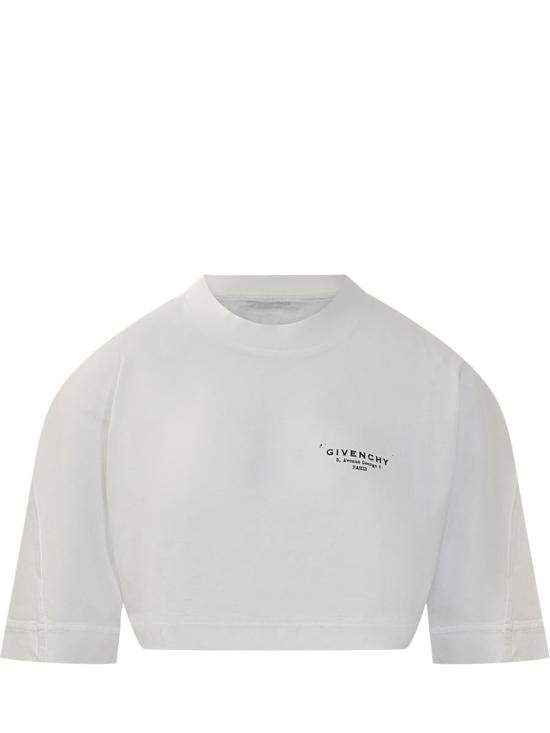 25FW 지방시 로고 크롭 티셔츠  BW70FKP75N 100 WHITE