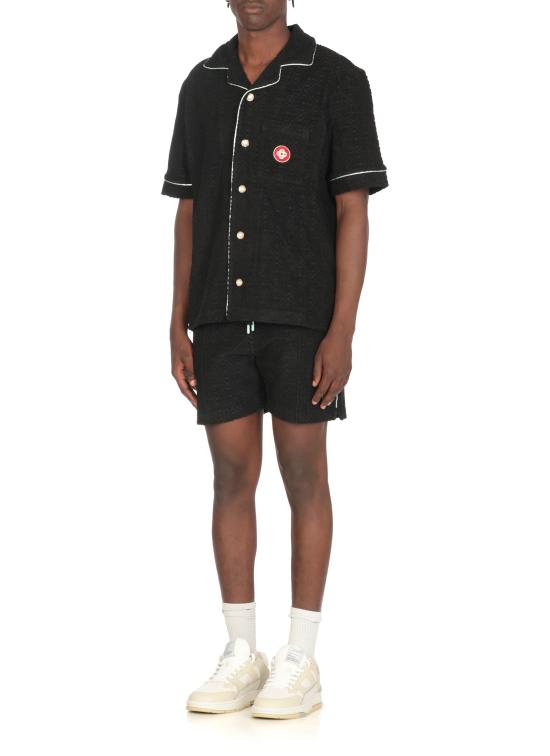 25FW 카사블랑카 반팔 셔츠 MPF25SH08502 MONOGRAM TOWELLING Black - CASABLANCA