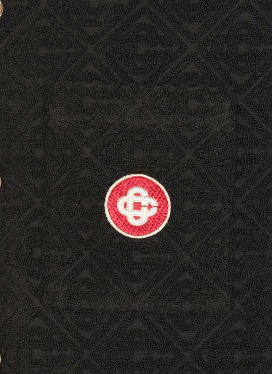 25FW 카사블랑카 반팔 셔츠 MPF25SH08502 MONOGRAM TOWELLING Black - CASABLANCA