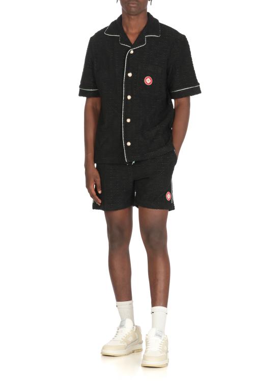 25FW 카사블랑카 반팔 셔츠 MPF25SH08502 MONOGRAM TOWELLING Black - CASABLANCA