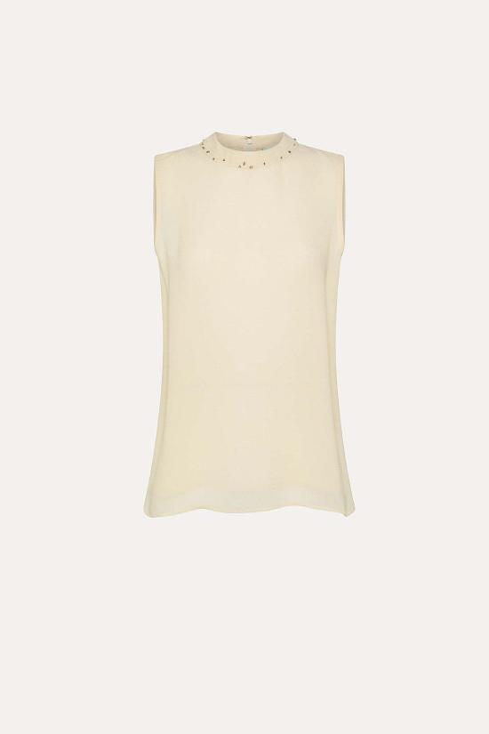  포르테포르테 블라우스 포르테 포르테 슬리브리스 크림 탑