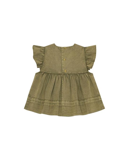  가니 블라우스 워시드 스트레치 코튼 프릴 슬리브 탑 보아 - GANNI