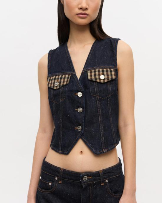  가니 베스트 기저귀 데님  다크 블루 스톤 - GANNI