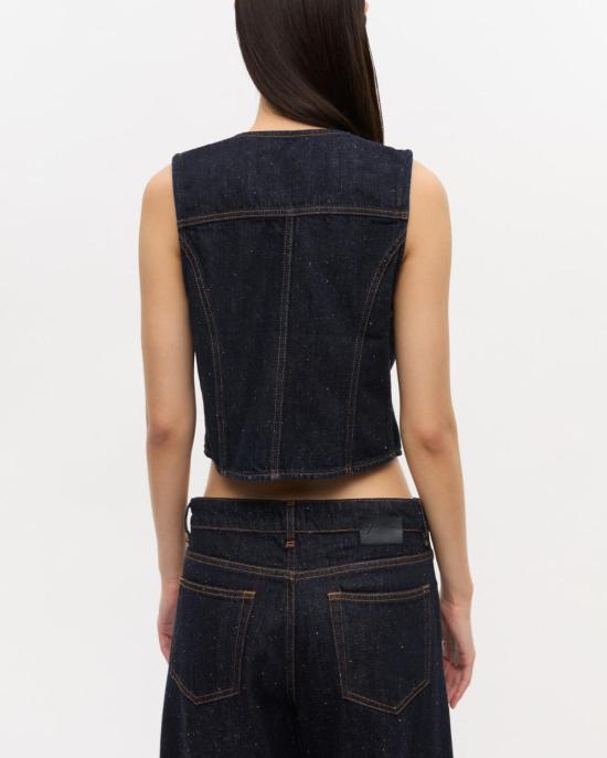  가니 베스트 기저귀 데님  다크 블루 스톤 - GANNI