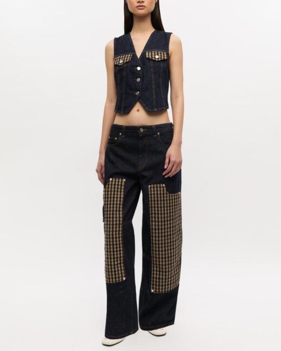  가니 베스트 기저귀 데님  다크 블루 스톤 - GANNI