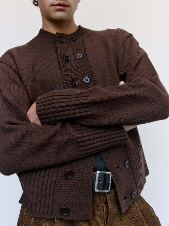  타이가 타카하시 가디건 Lot.506 브라운 실크 Db 카디건 - TAIGA TAKAHASHI