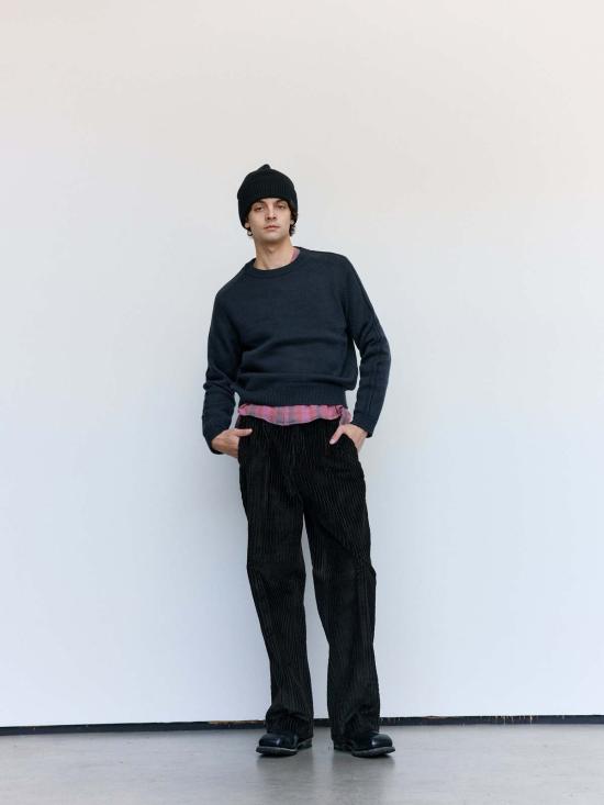  아워레가시 스웨터 아워 레거시 오프 블랙 러스틱 메리노 트루 라운드넥 - OUR LEGACY