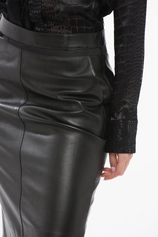  펜디 컷아웃 웨이스트 레더 스커트 FPD774AQ31 F0GME Black - FENDI
