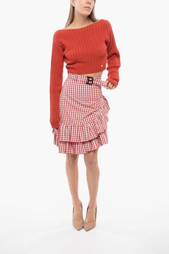  발망 숏 스커트 VF14315C280 MAI Red - BALMAIN