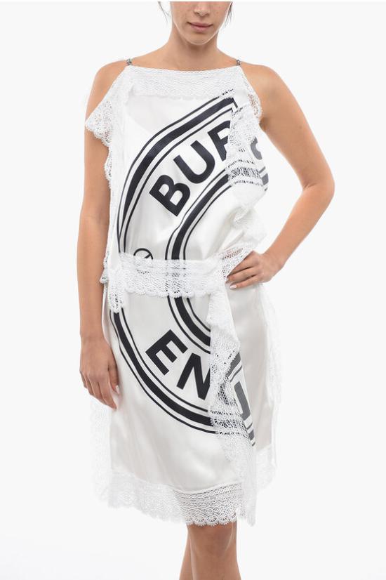  버버리 미디 원피스 4567824 A1931 Black White - BURBERRY