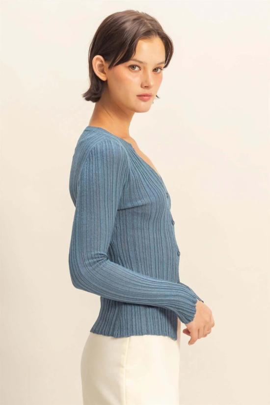  아잘레아 가디건 아잘리아 지지 리브드 카디건 - AZALEA