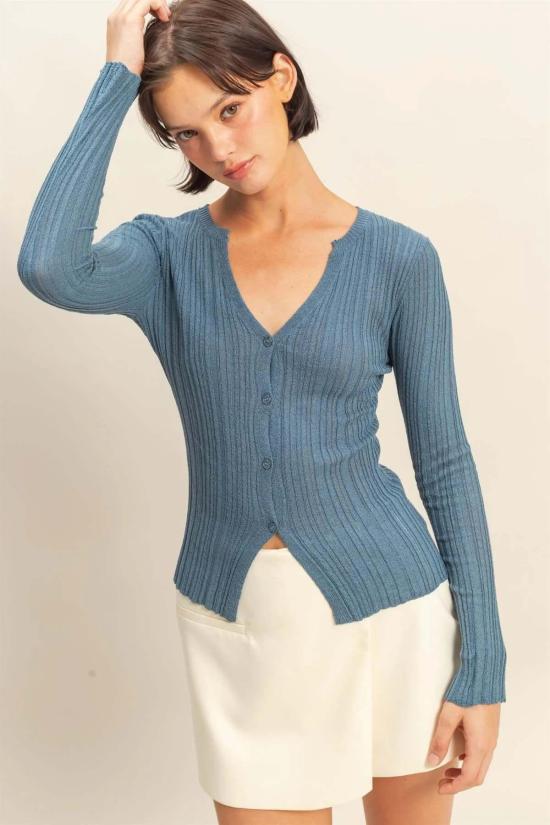  아잘레아 가디건 아잘리아 지지 리브드 카디건