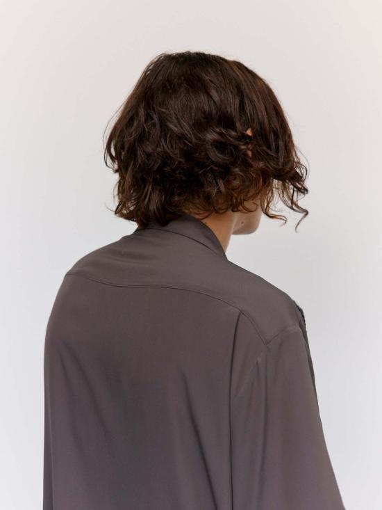  마리아노 긴팔 셔츠 말리아노 브라운 실크 트레치아 쇼트슬리브 셔츠 - MAGLIANO