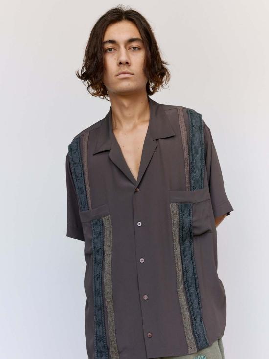  마리아노 긴팔 셔츠 말리아노 브라운 실크 트레치아 쇼트슬리브 셔츠