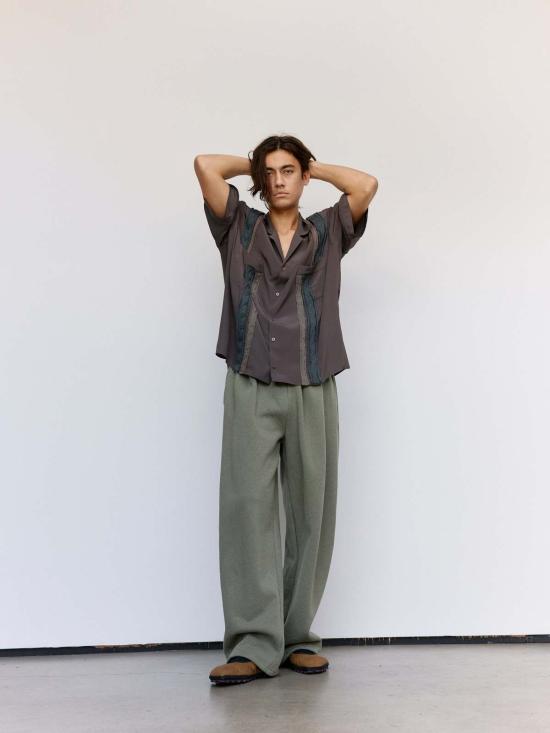  마리아노 긴팔 셔츠 말리아노 브라운 실크 트레치아 쇼트슬리브 셔츠 - MAGLIANO