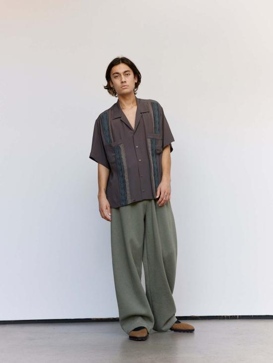  마리아노 긴팔 셔츠 말리아노 브라운 실크 트레치아 쇼트슬리브 셔츠 - MAGLIANO