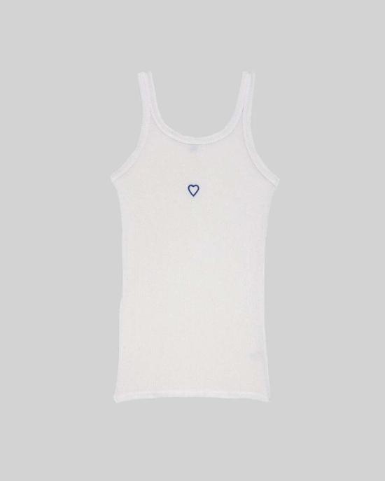  베이스레인지 민소매 티셔츠 베이스렌지 하트 탱크 크림 - BASERANGE