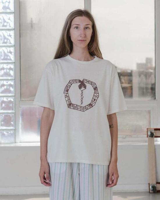  베이스레인지 반팔 티셔츠 스네이크 티 화이트 - BASERANGE