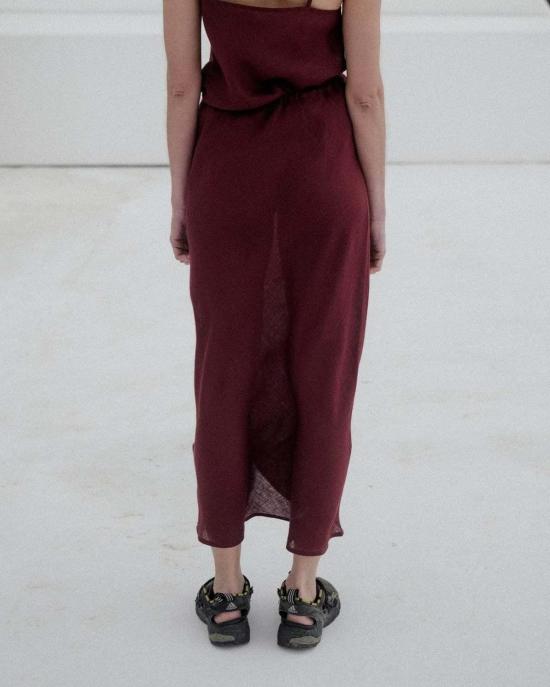  베이스레인지 롱 스커트 베이스렌지 디딘 스커트 버건디 - BASERANGE