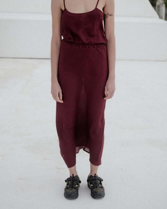  베이스레인지 롱 스커트 베이스렌지 디딘 스커트 버건디 - BASERANGE