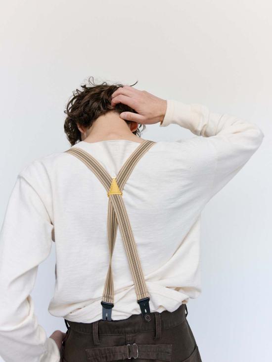  타이가 타카하시 여행용품 Lot.005 멀티 스트라이프 베이지 레이온 서스펜더 - TAIGA TAKAHASHI