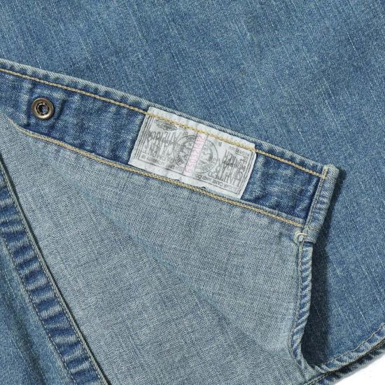  슈가케인 긴팔 셔츠 사탕수수 Sc29473 블루 데님 웨스턴  에이지드 모델 자수 - SUGAR CANE