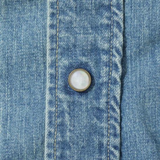  슈가케인 긴팔 셔츠 사탕수수 Sc29473 블루 데님 웨스턴  에이지드 모델 자수 - SUGAR CANE