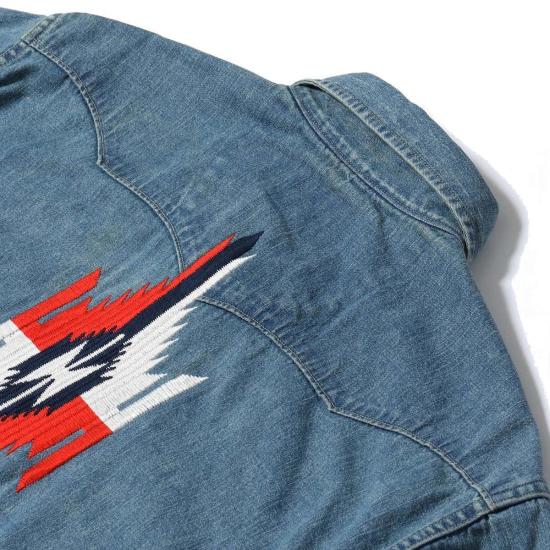  슈가케인 긴팔 셔츠 사탕수수 Sc29473 블루 데님 웨스턴  에이지드 모델 자수 - SUGAR CANE