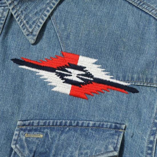  슈가케인 긴팔 셔츠 사탕수수 Sc29473 블루 데님 웨스턴  에이지드 모델 자수 - SUGAR CANE