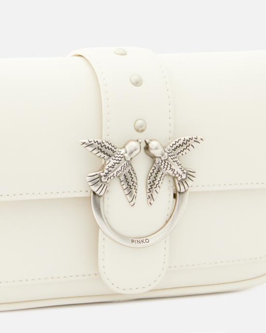 25FW 핑코 크로스백 100061A0F1 Z14O Bianco seta old silver - PINKO