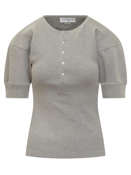 25FW 빅토리아 베컴 폴로 티셔츠 1425JTP006684A 2456 GREY MARL