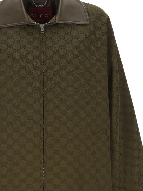 25FW 구찌 GG 캔버스 자켓 826626 Z8B1O3602 GREYSH FOREST GREEN - GUCCI