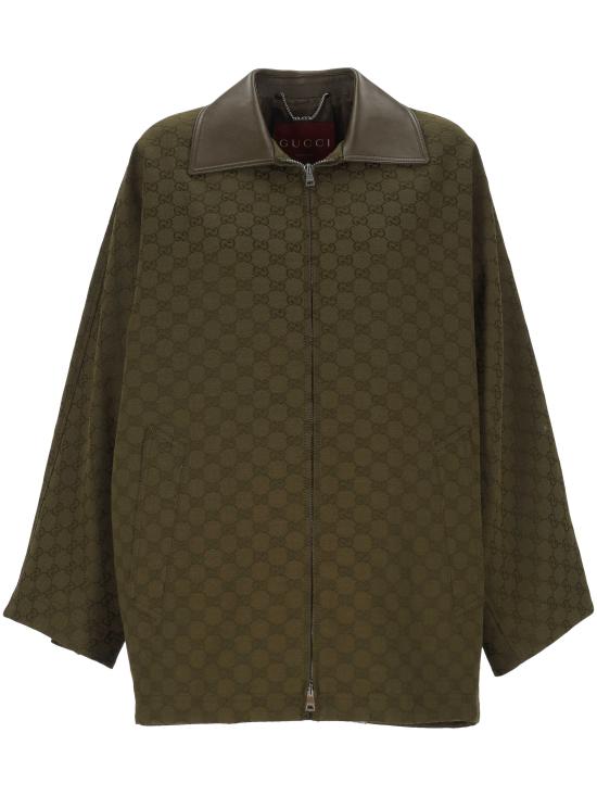 25FW 구찌 GG 캔버스 자켓 826626 Z8B1O3602 GREYSH FOREST GREEN