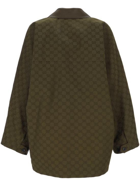 25FW 구찌 GG 캔버스 자켓 826626 Z8B1O3602 GREYSH FOREST GREEN - GUCCI