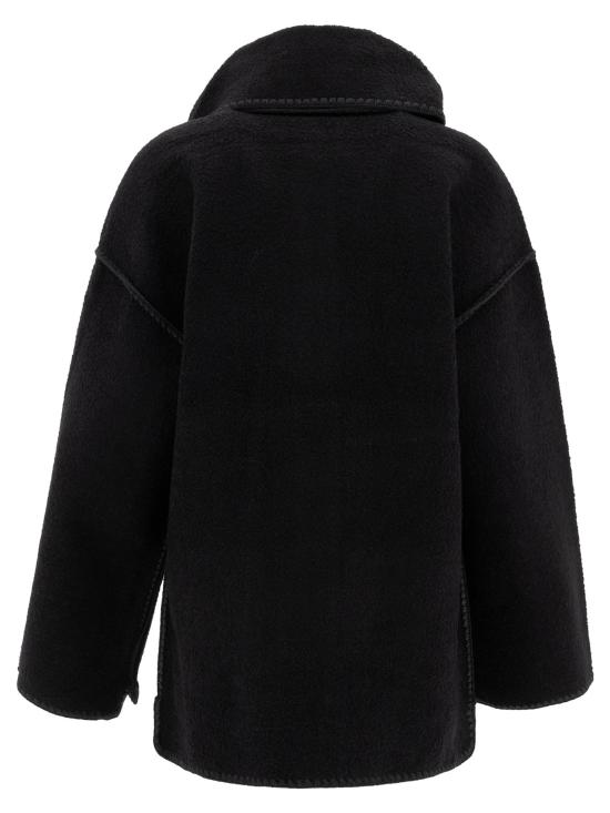 25FW 토템 자수 스카프 자켓 244WRO918FB0292001 BLACK DOM - TOTEME