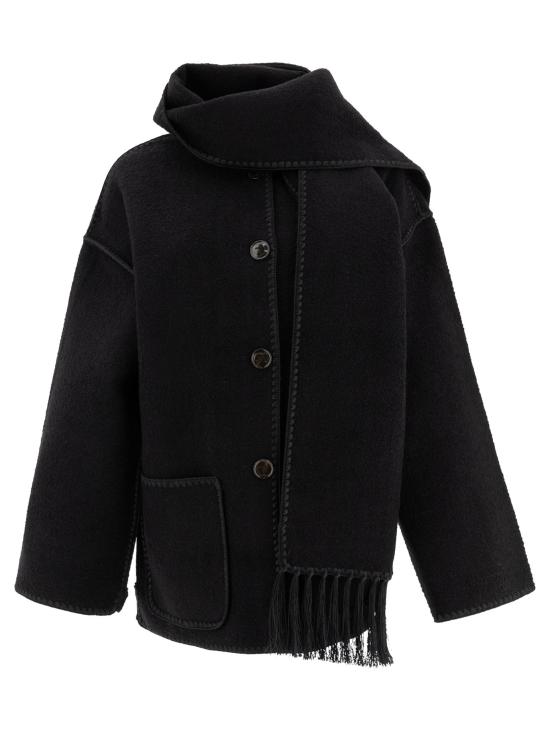 25FW 토템 자수 스카프 자켓 244WRO918FB0292001 BLACK DOM