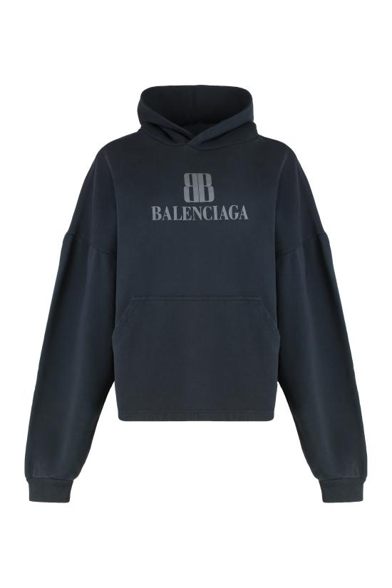 25FW 발렌시아가 로고 후드 티셔츠 818433TSVO31083 black