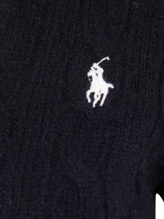 25FW 폴로 랄프로렌 포니 로고 자수 케이블 니트 v넥 스웨터 211971866 005 BLACK - POLO RALPH LAUREN