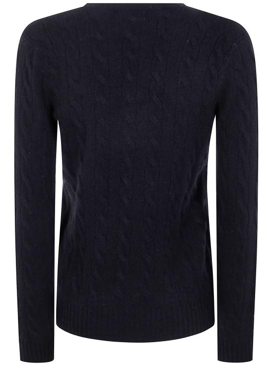 25FW 폴로 랄프로렌 포니 로고 자수 케이블 니트 v넥 스웨터 211971866 005 BLACK - POLO RALPH LAUREN