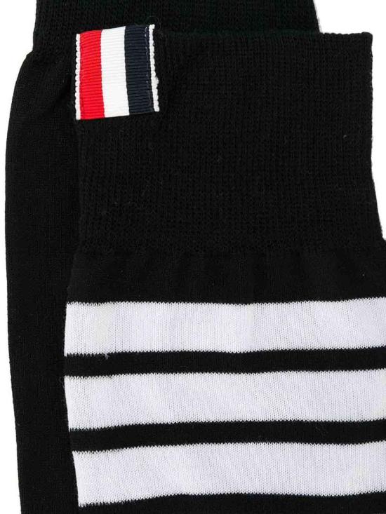 26SS 톰브라운 라이트웨이트 코튼 4바 미드카프 삭스 FAS020B01690001 Black - THOM BROWNE
