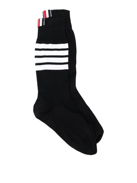 26SS 톰브라운 라이트웨이트 코튼 4바 미드카프 삭스 FAS020B01690001 Black