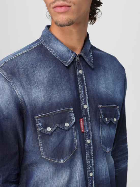 25FW 디스퀘어드2 긴팔 셔츠 S74DM0955S30341 470 Navy - DSQUARED2