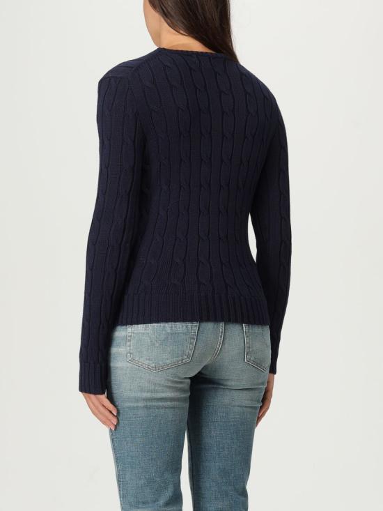 25FW 폴로 랄프로렌 포니 로고 피마코튼 케이블 니트 스웨터 211971869 008 Navy - POLO RALPH LAUREN