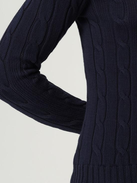 25FW 폴로 랄프로렌 포니 로고 피마코튼 케이블 니트 스웨터 211971869 008 Navy - POLO RALPH LAUREN