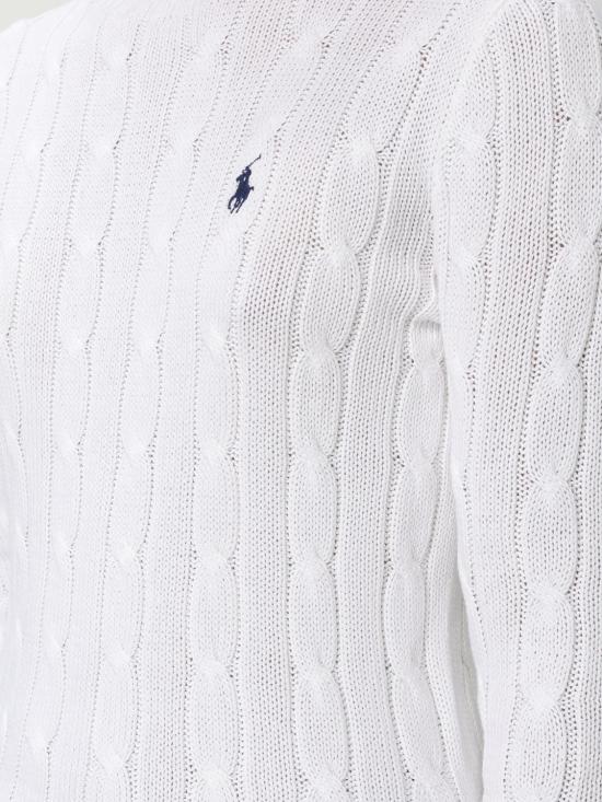 25FW 폴로 랄프로렌 포니 로고 피마코튼 케이블 니트 스웨터 211971869 007 White - POLO RALPH LAUREN