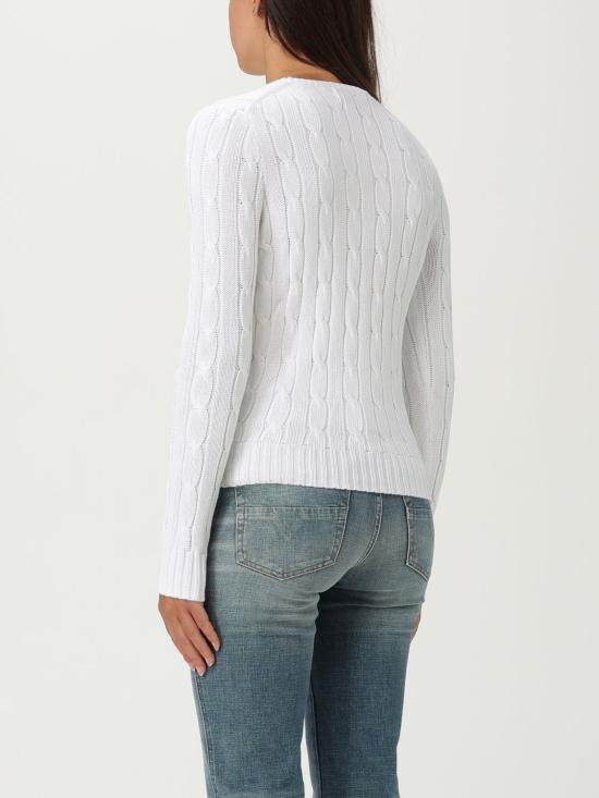 25FW 폴로 랄프로렌 포니 로고 피마코튼 케이블 니트 스웨터 211971869 007 White - POLO RALPH LAUREN