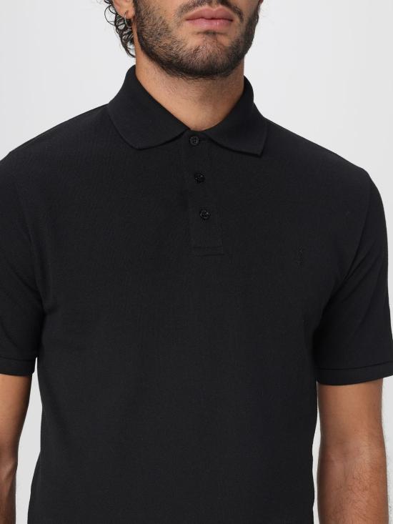 25FW 생로랑 폴로 티셔츠 844845Y37HC 1000 Black - SAINT LAURENT